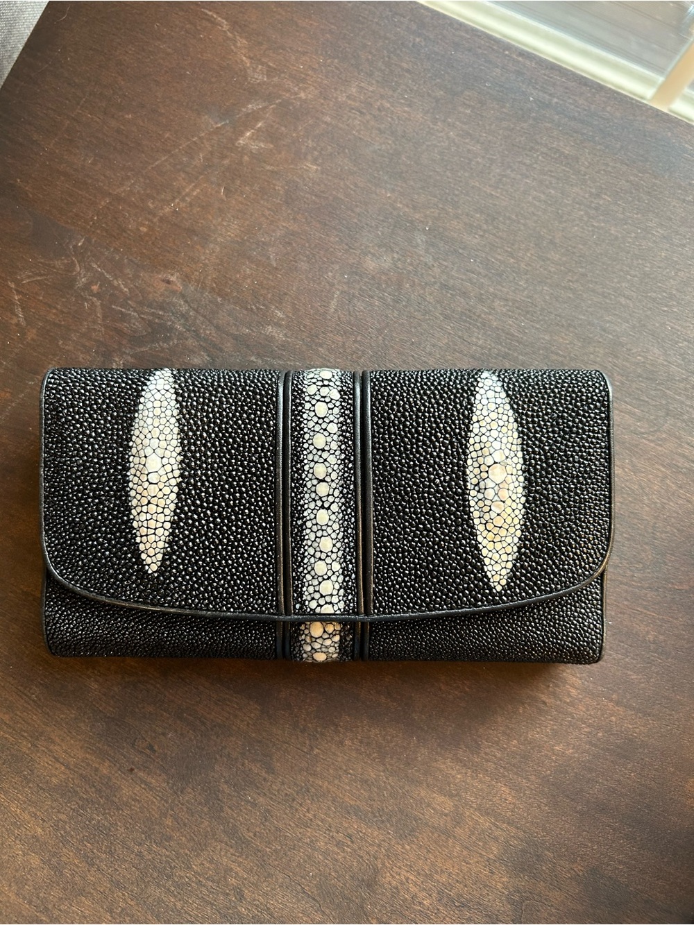 ROTA Genuine Stingray Black and White Foldover Wallet